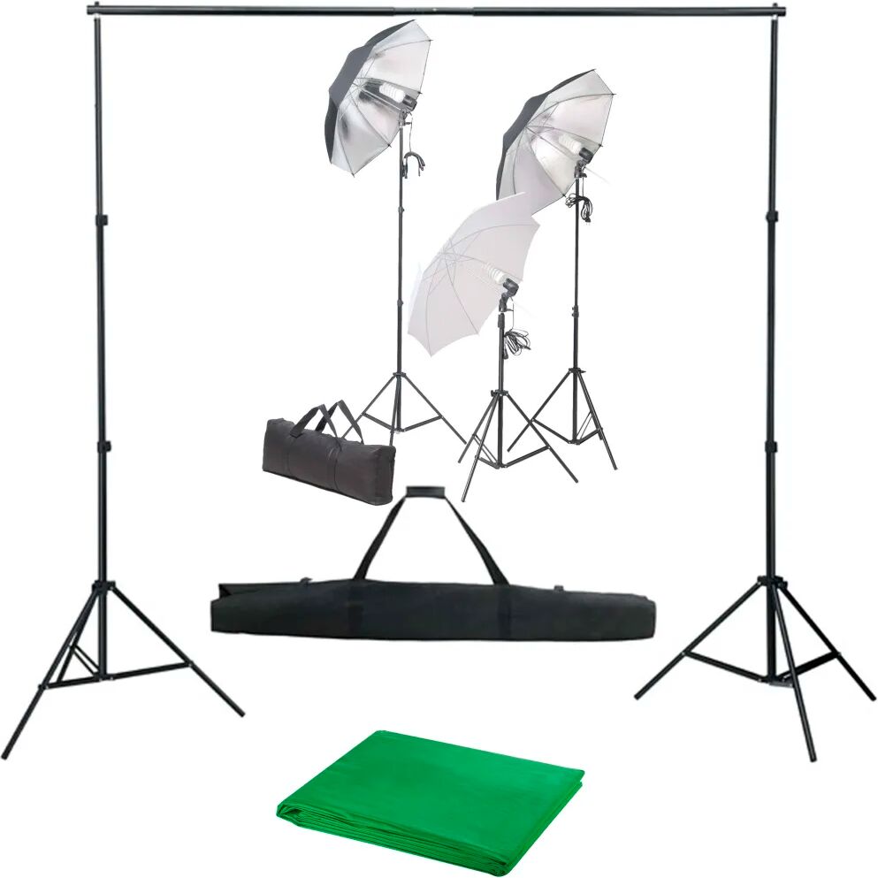 vidaXL Kit de estúdio fotográfico com conjunto de iluminação e fundo