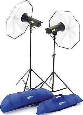 Manfrotto 3502RTEU Kit Est�dio 2 Flashes Lumen8 + 2 Guarda Chuva