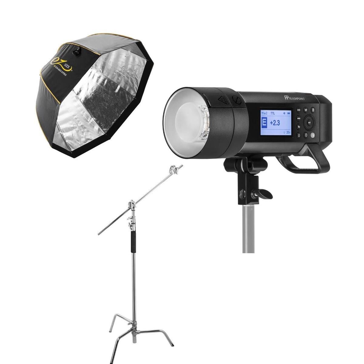 Flashpoint XPLOR 600 PRO TTL + Octa Quick XL Softbox(Bowens Mount) 48&quot; + C Stand