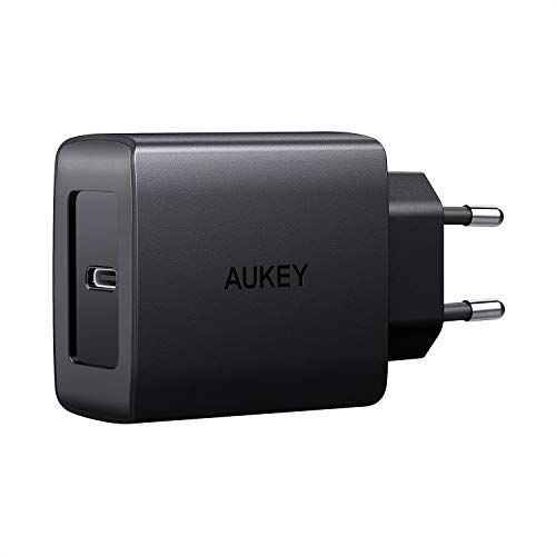 ADEQ-FR-PA-Y15-B AUKEY USB C laddare med Power Delivery 2.0 & Quick Charge 3.0, 18 W USB-nätdel för iPhone XS/XS Max/XR, Google Pixel 2/2 XL, Samsung Galaxy S9+/ S8/Note8 etc. (8)