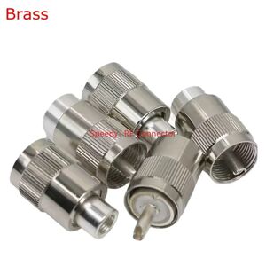 1-10Pcs PL259 UHF Male Plug Connector SL16 UHF PL-259 male Solder for RG58 RG142 LMR195 RG400 Cable Coaxial Adapter Brass Copper