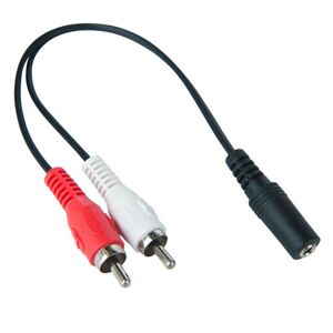 JUSTOP Female 3.5mm Stereo Jack Socket to 2 Phono RCA  Converter Cable