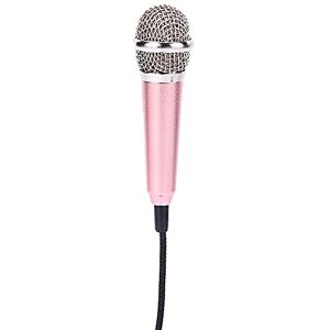 pu ran- 3.5mm Universal Wire Connect Karaoke Metallic Mini Microphone for Cell Phone PC - Rose Gold