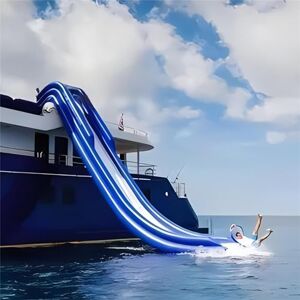 Gueploer Giant Inflatable Water Slides Compact Park Easy to Install And Inflate with Air Pump for Outdoor Game Parks And Yachts,16.4Ft/5M