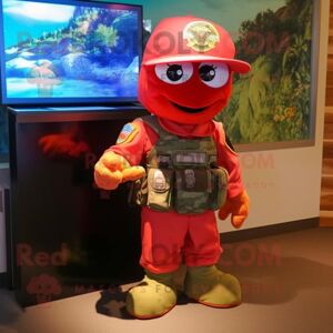 REDBROKOLY Red Marine Recon mascot costume character dressed with a Shorts and Keychains