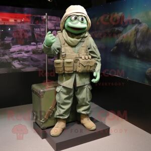 REDBROKOLY Green Marine Recon mascot costume character dressed with a Cargo Pants and Clutch bags