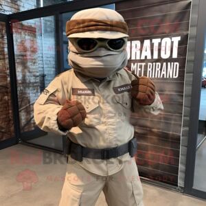 REDBROKOLY Rust Marine Recon mascot costume character dressed with a Poplin Shirt and Headbands
