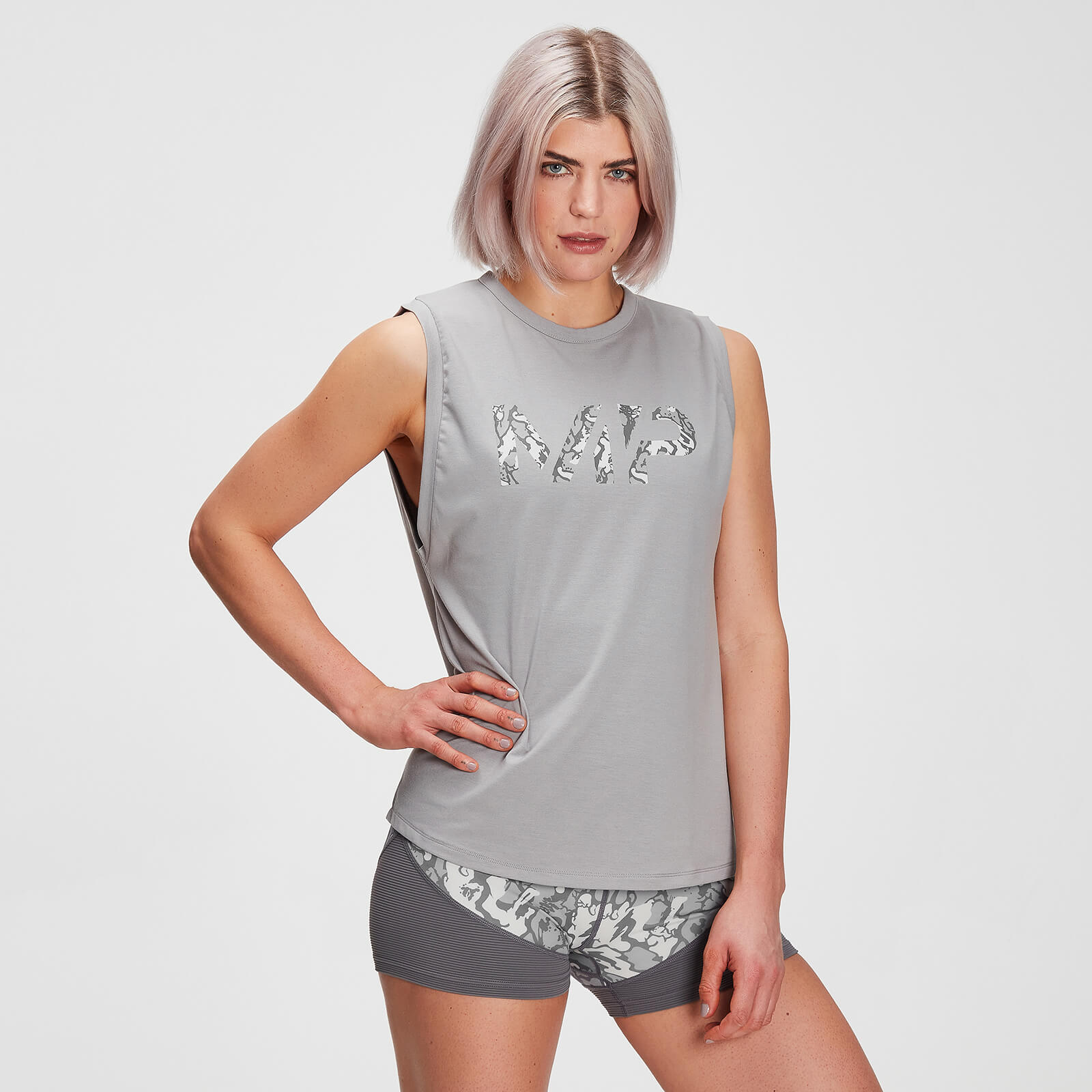 Mp Camiseta sin mangas con sisas caídas drirelease® para mujer de  - Gris tormenta - XXS