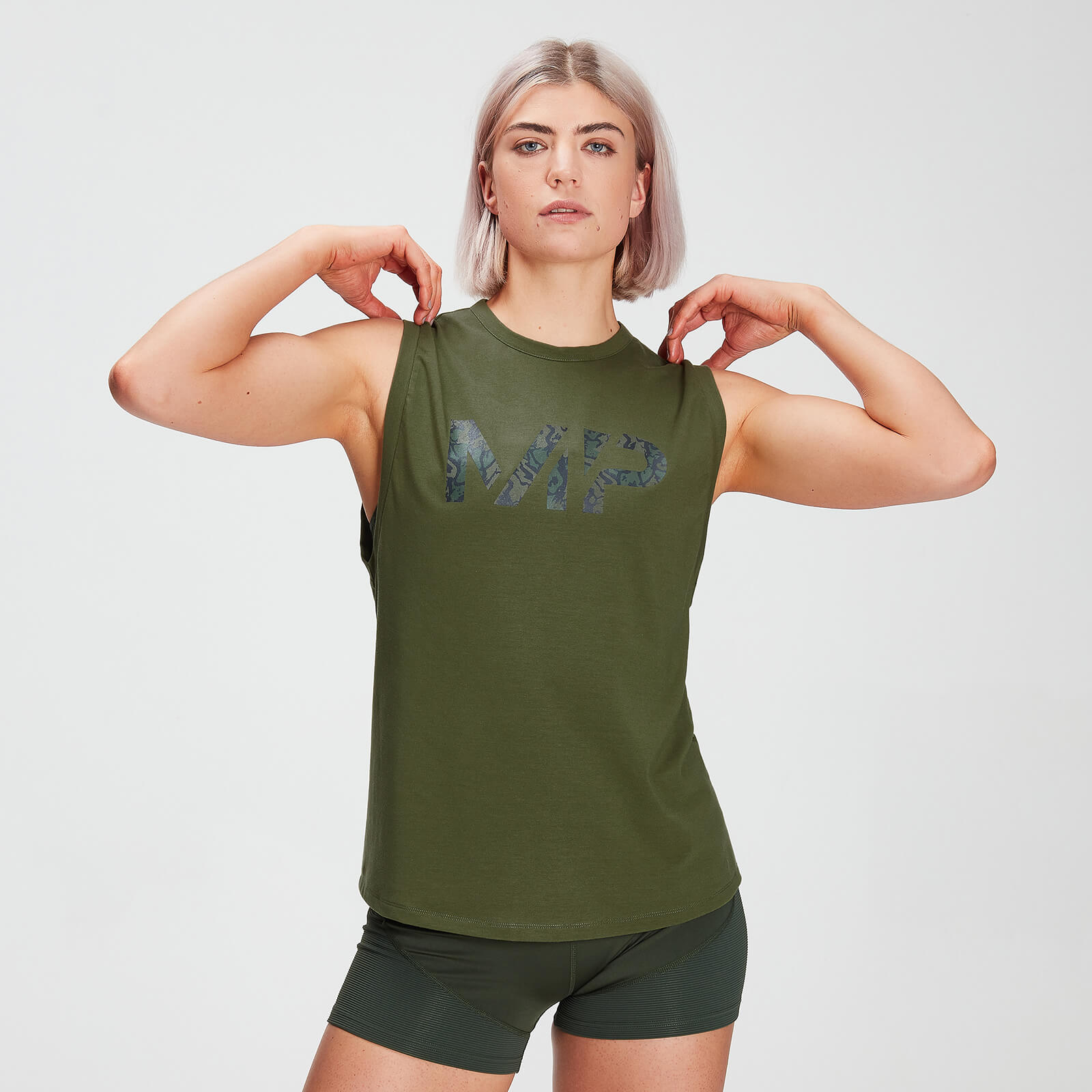 Mp Camiseta sin mangas con sisas caídas drirelease® para mujer de  - Verde hoja - XS
