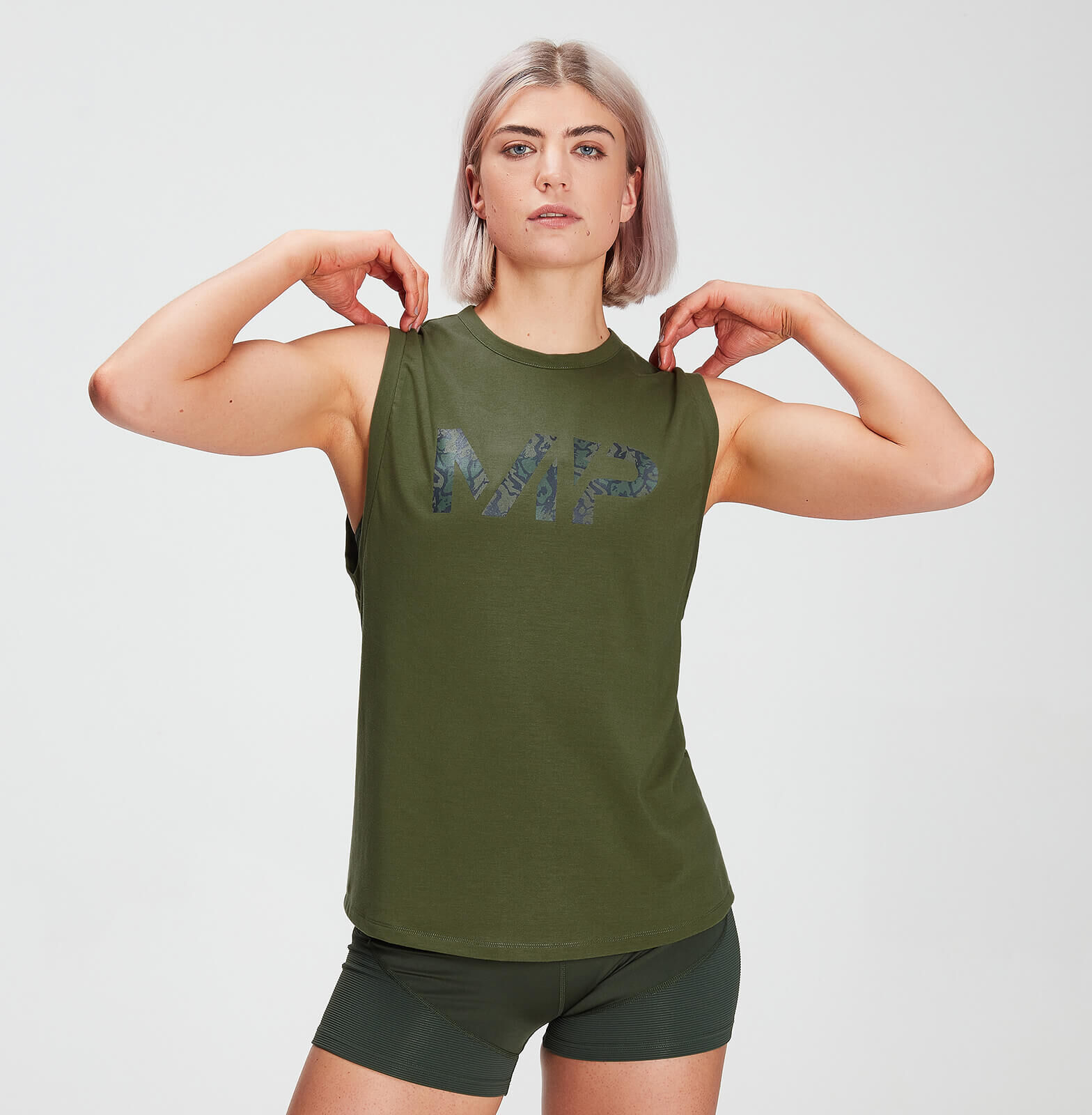 Mp Camiseta sin mangas con sisas caídas drirelease® para mujer de  - Verde hoja - S