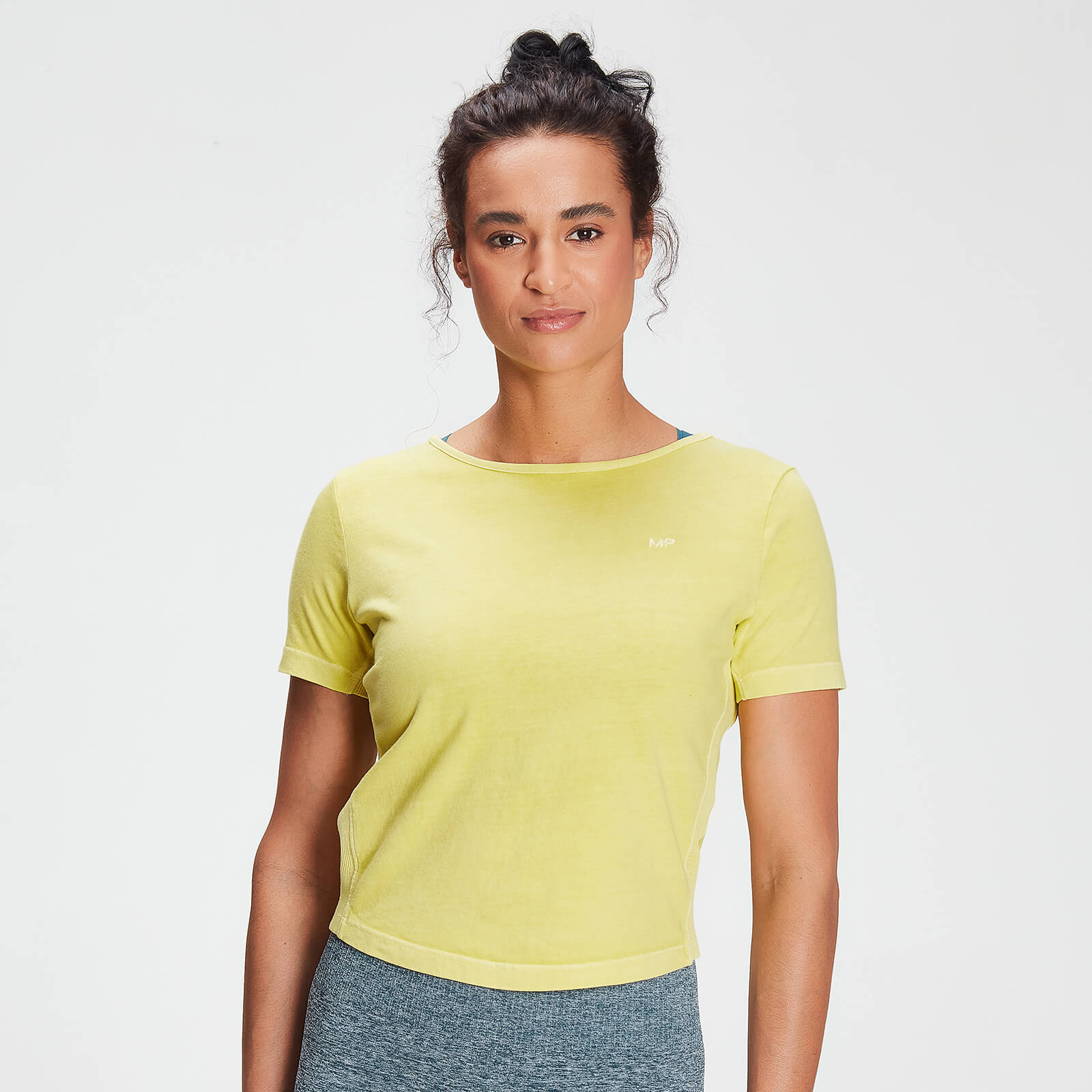 Mp Women's Raw Training Washed Tie Back T-shirt - Washed Yellow - S