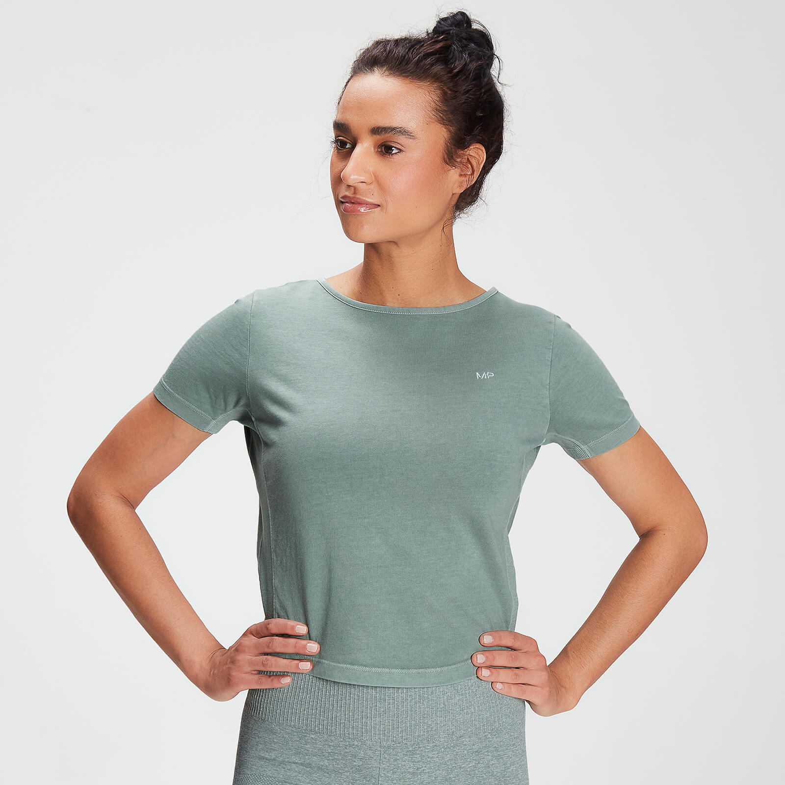 Mp Women's Raw Training Washed Tie Back T-shirt - Washed Green - XL