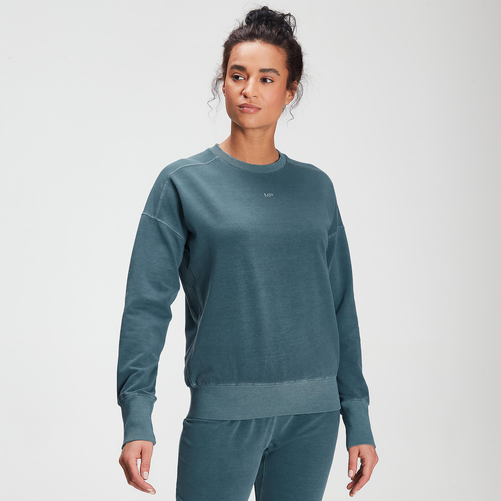 Mp Women's Raw Training Washed Crew Sweat - Deep Sea Blue - M