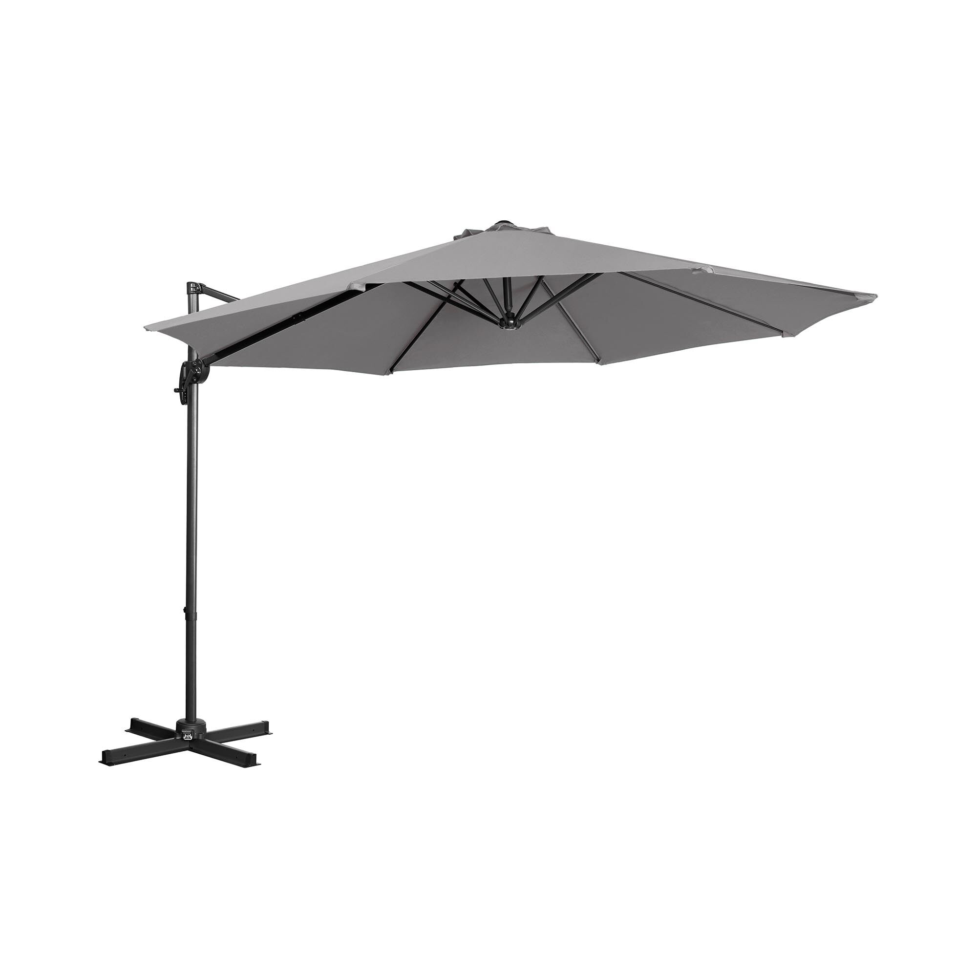 Uniprodo Aurinkovarjo - riippuva - tummanharmaa - pyöreä - Ø 300 cm - kääntyvä