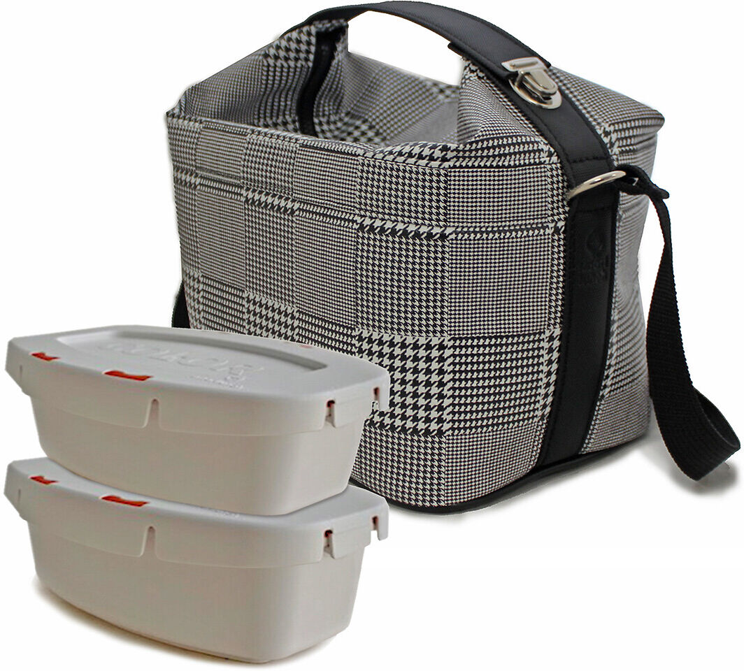 Smartlunch Set Lancheira Cubic e Marmitas 2x550ml Xadrez, Smartlunch   Preto/Branco