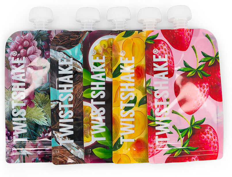 Twistshake Saquetas Twistshake Squeeze Bag, 220ml, Frutas, em lotes de 5 unidades   Multicolor