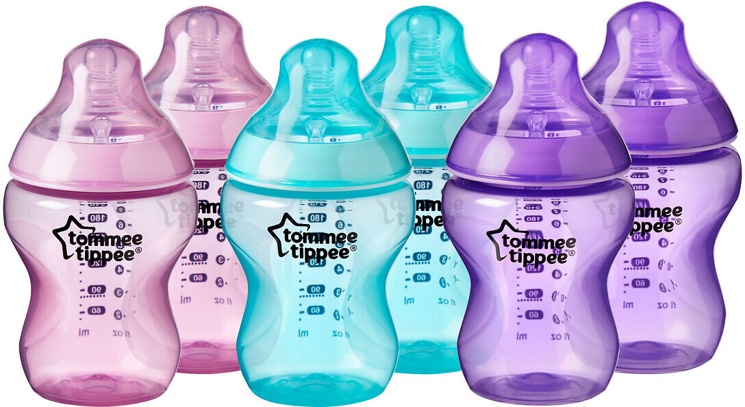 Tommee Tippee Lote de 6 biberões, closer to nature de 260 ml   rosa