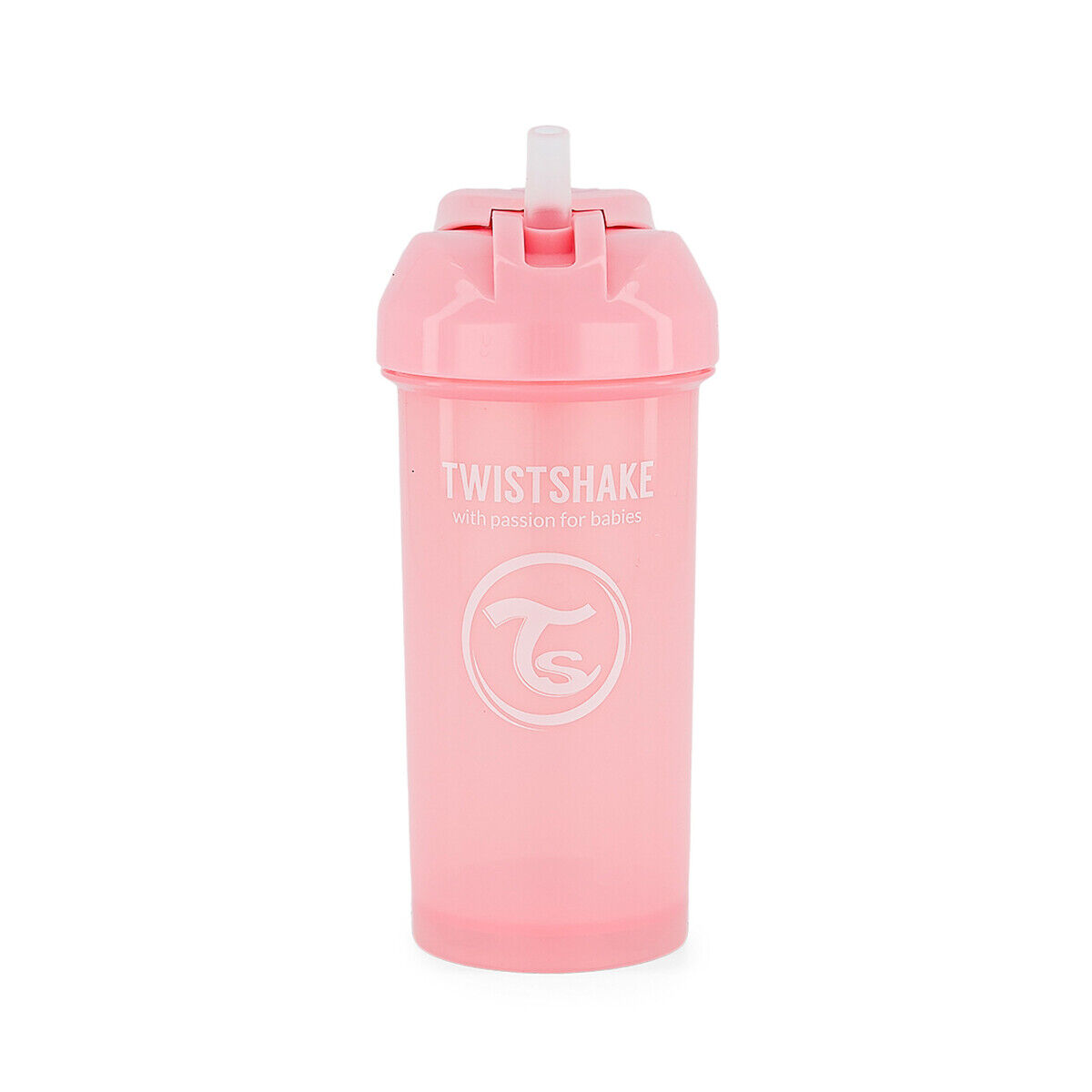 Twistshake Copo com Palhinha Twistshake 360ml, em lotes de 2   rosa-pastel