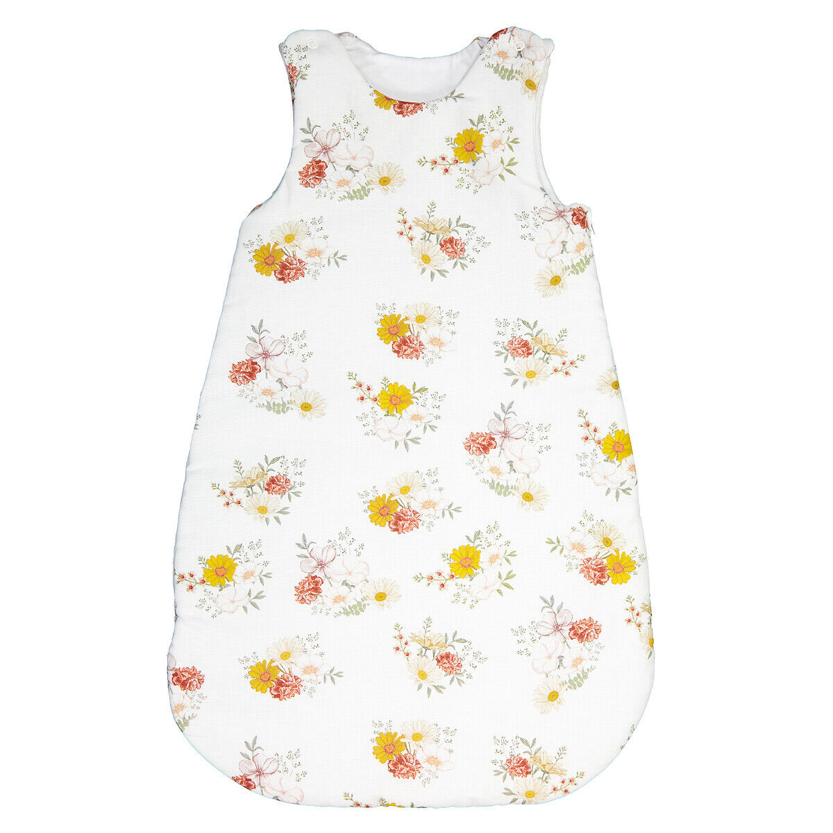 Am.pm Saco de bebé estampado, em linho/algodão biológico, Ahava   Fundo branco/estampado flores