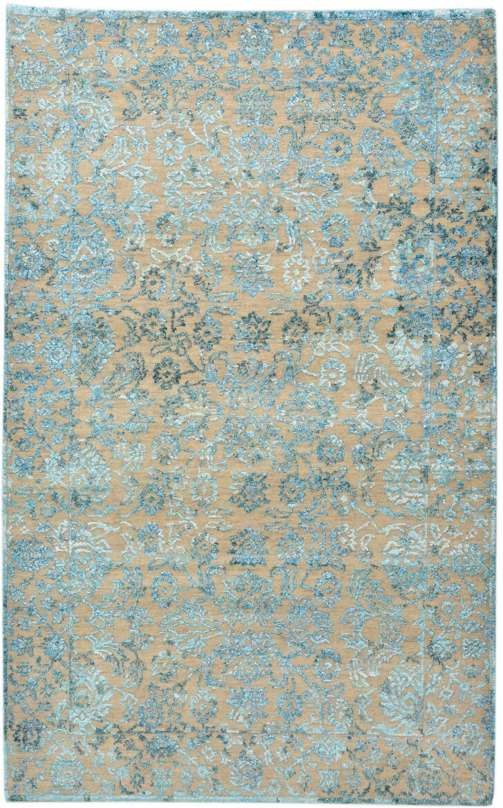 Nain Trading Oriental Rug Sadraa 152x93 Grey/Olive Green (Wool/Bamboo Silk, Indien, Hand-Knotted)