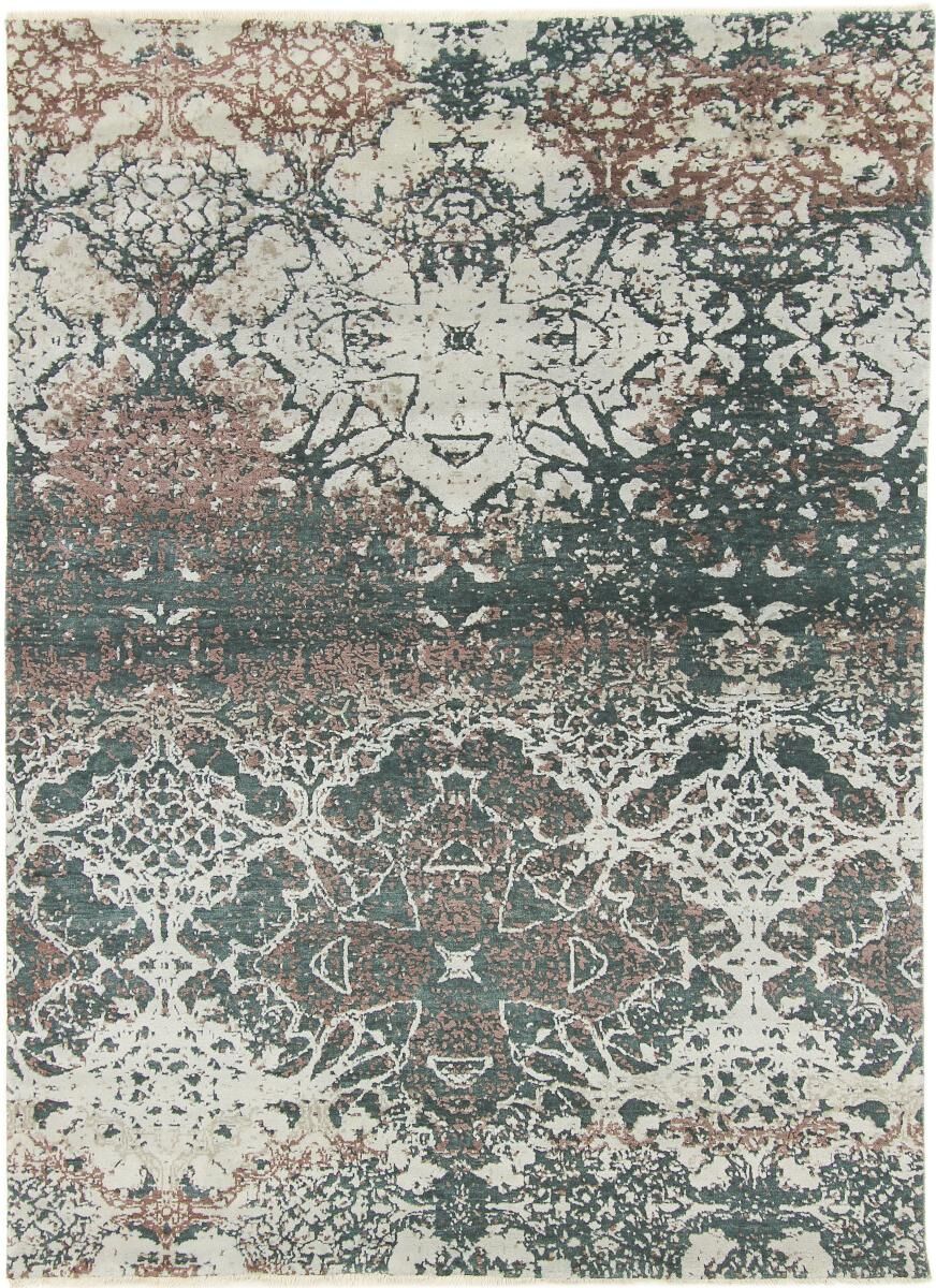 Nain Trading Oriental Rug Sadraa 240x177 Dark Grey/Light Blue (Wool/Bamboo Silk, Indien, Hand-Knotted)