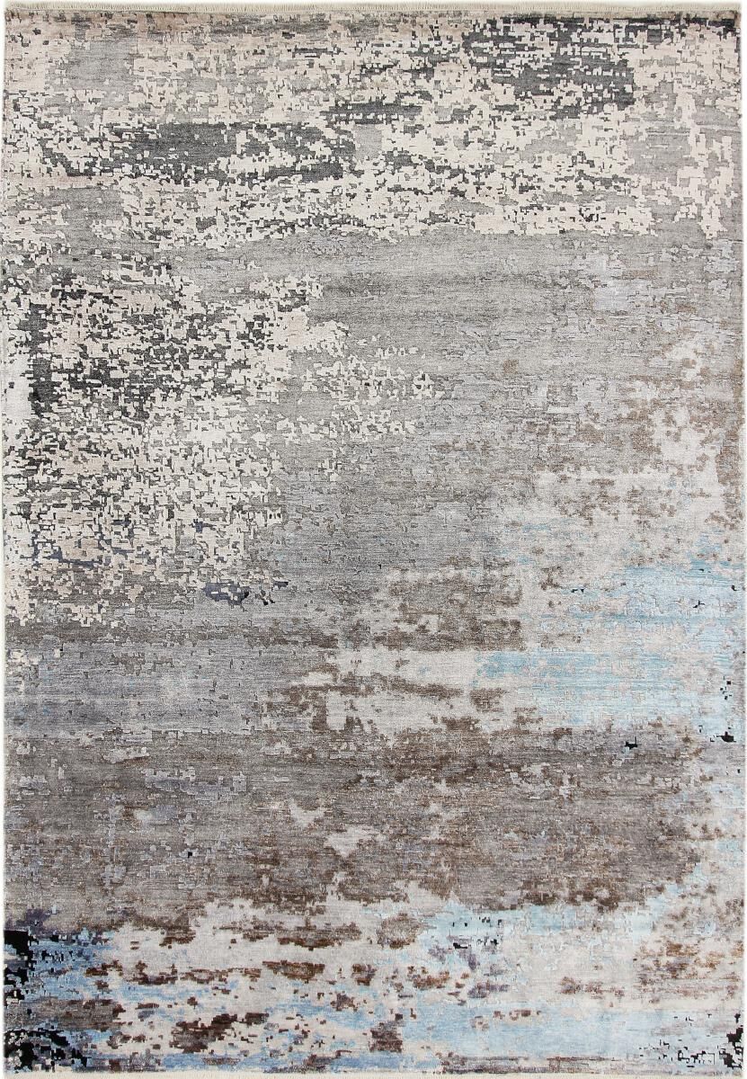 Nain Trading Oriental Rug Sadraa 347x245 Dark Grey/Beige (Wool/Bamboo Silk, Indien, Hand-Knotted)