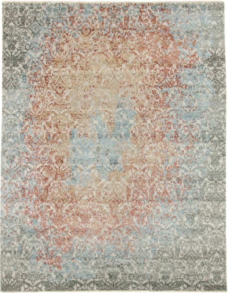 Nain Trading Oriental Rug Sadraa 309x245 Grey/Pink (Wool/Bamboo Silk, Indien, Hand-Knotted)