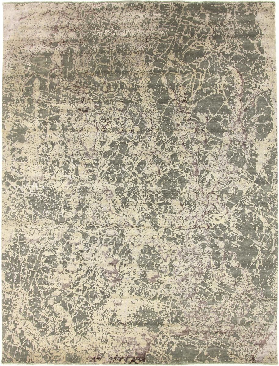 Nain Trading Oriental Rug Sadraa 358x276 Dark Grey/Beige (Wool/Bamboo Silk, Indien, Hand-Knotted)