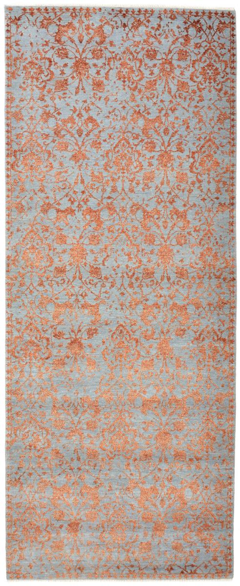 Nain Trading Oriental Rug Sadraa 308x120 Runner Red/Pink (Wool/Bamboo Silk, Indien, Hand-Knotted)