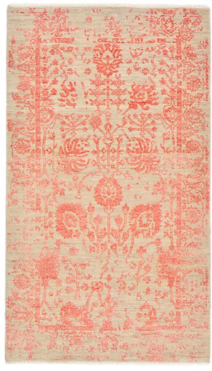 Nain Trading Oriental Rug Sadraa 155x89 Beige/Pink (Wool/Bamboo Silk, Indien, Hand-Knotted)