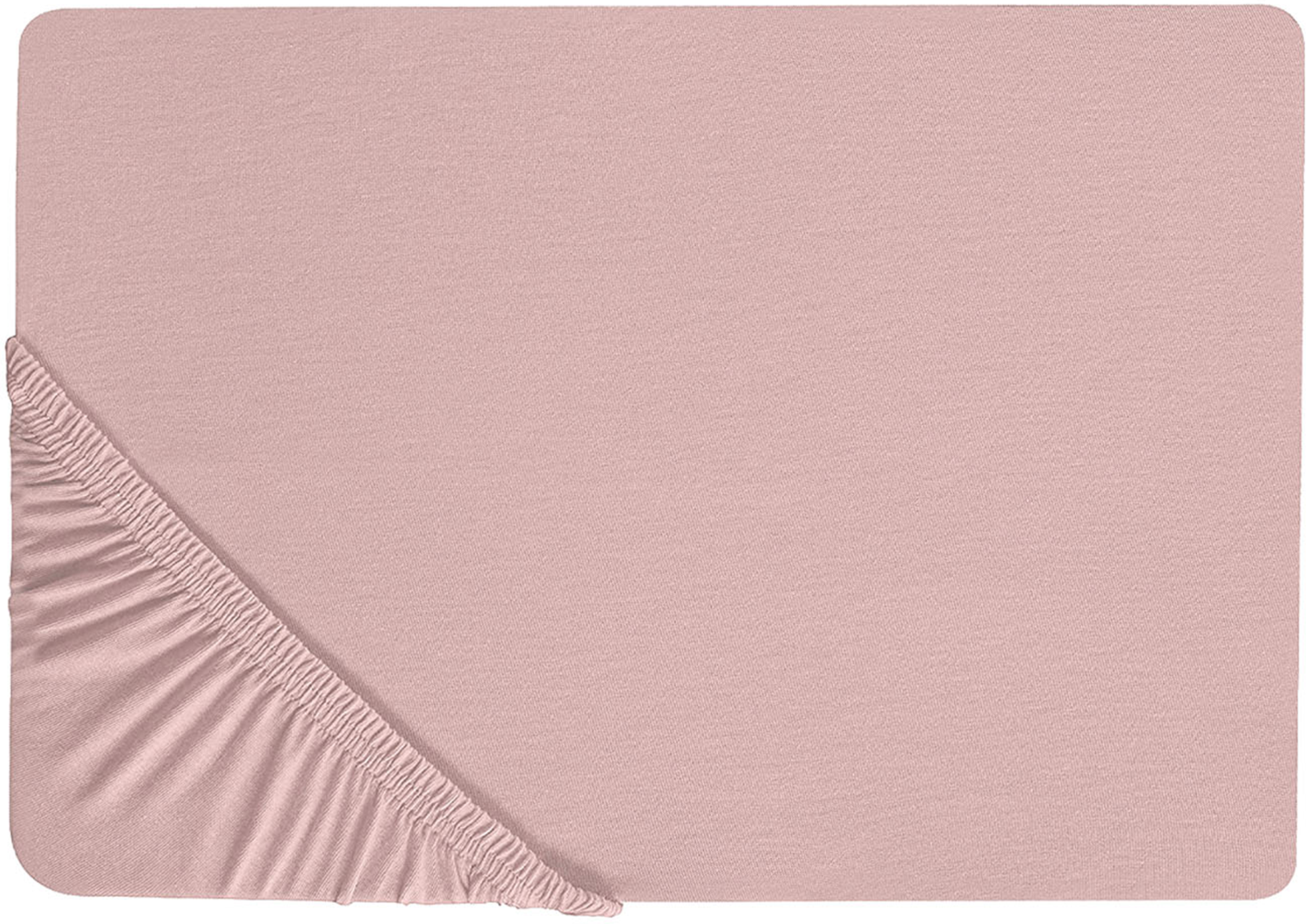 Beliani Lençol-capa em algodão rosa claro 160 x 200 cm elásticos nas bordas cor uniforme clássico quarto