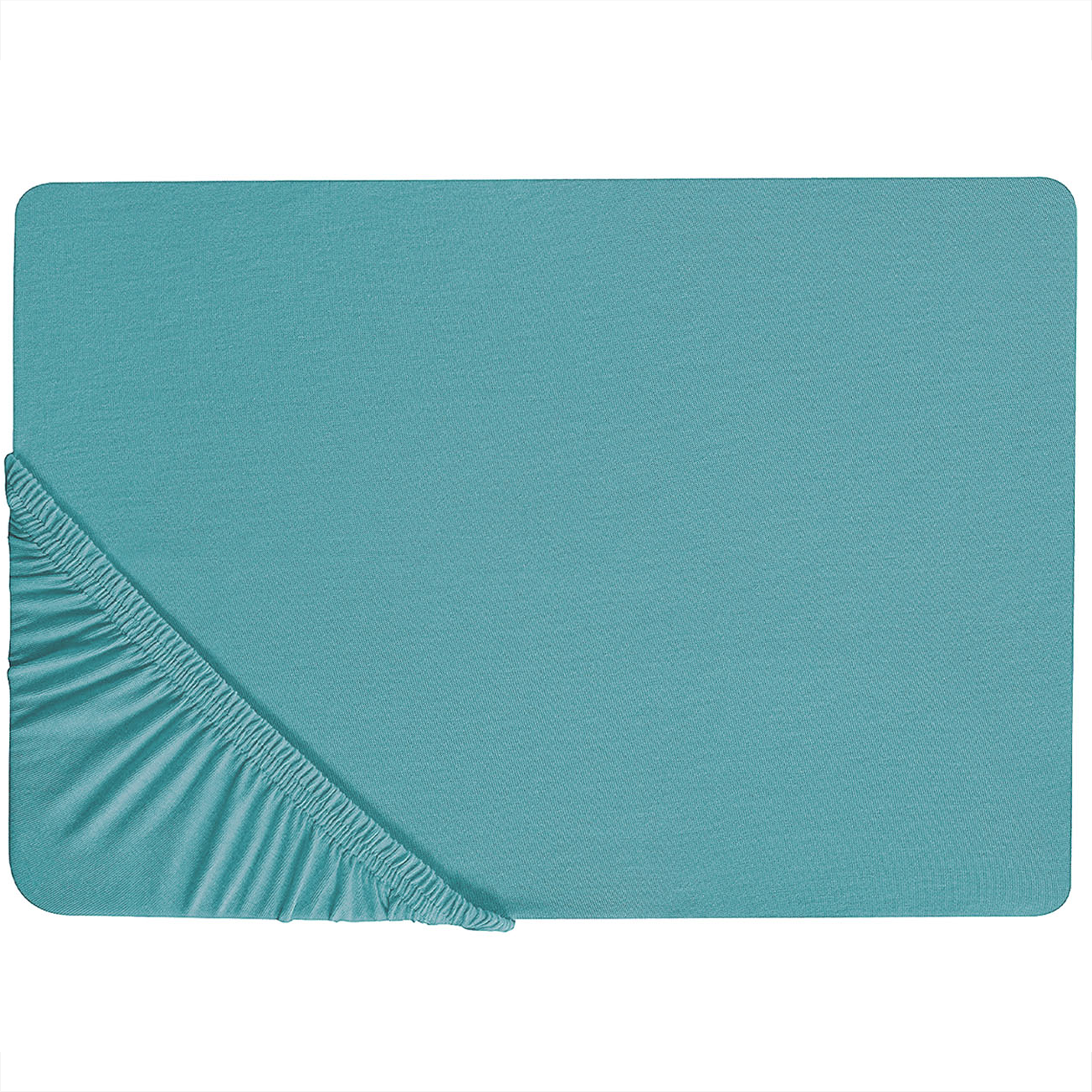 Beliani Lençol-capa em algodão turquesa 90 x 200 cm elásticos nas bordas cor uniforme clássico quarto