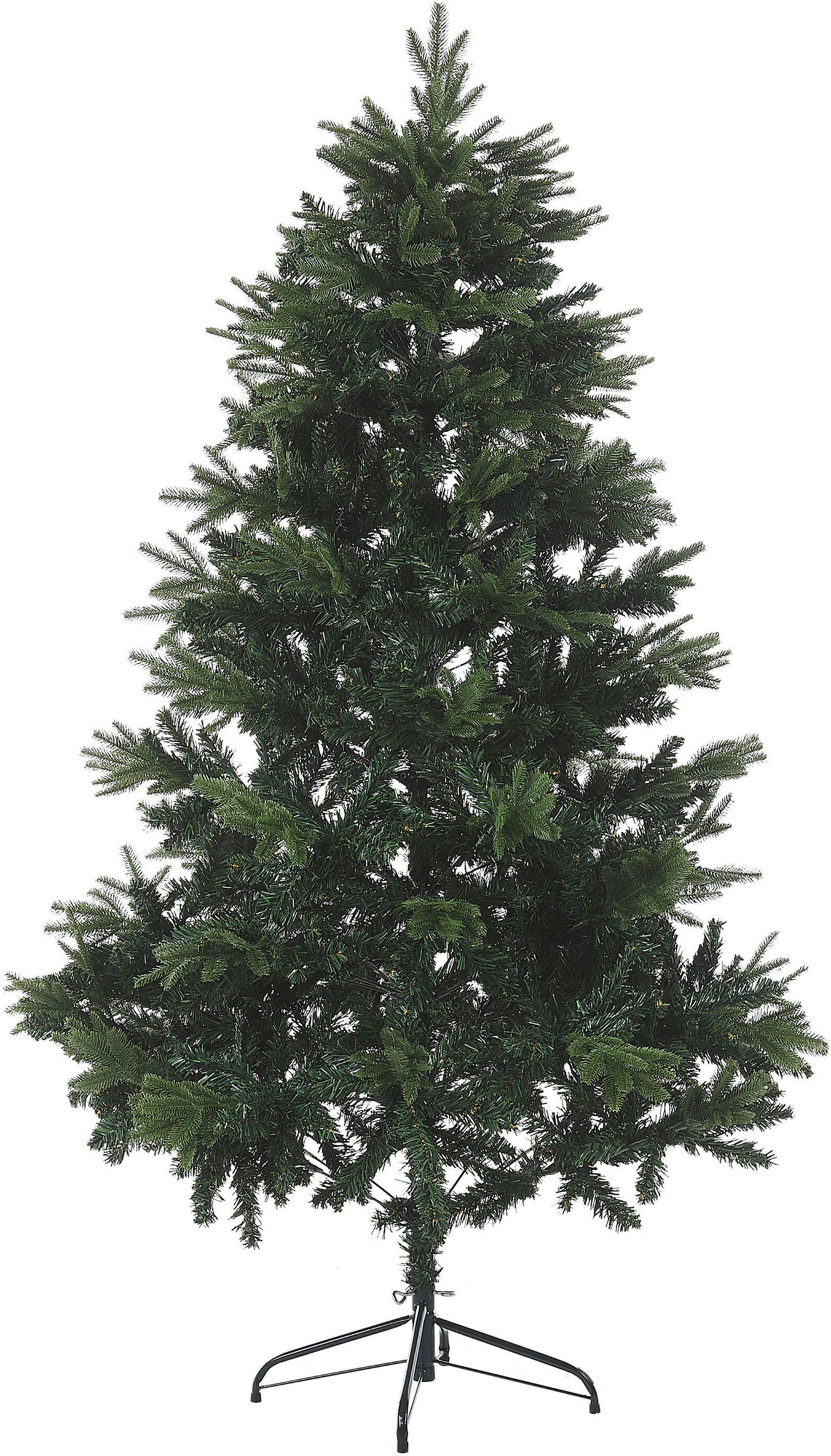 Beliani Árvore de Natal Artificial Verde 180 cm ramos Sintéticos com Dobradiças Suporte de Metal Preto