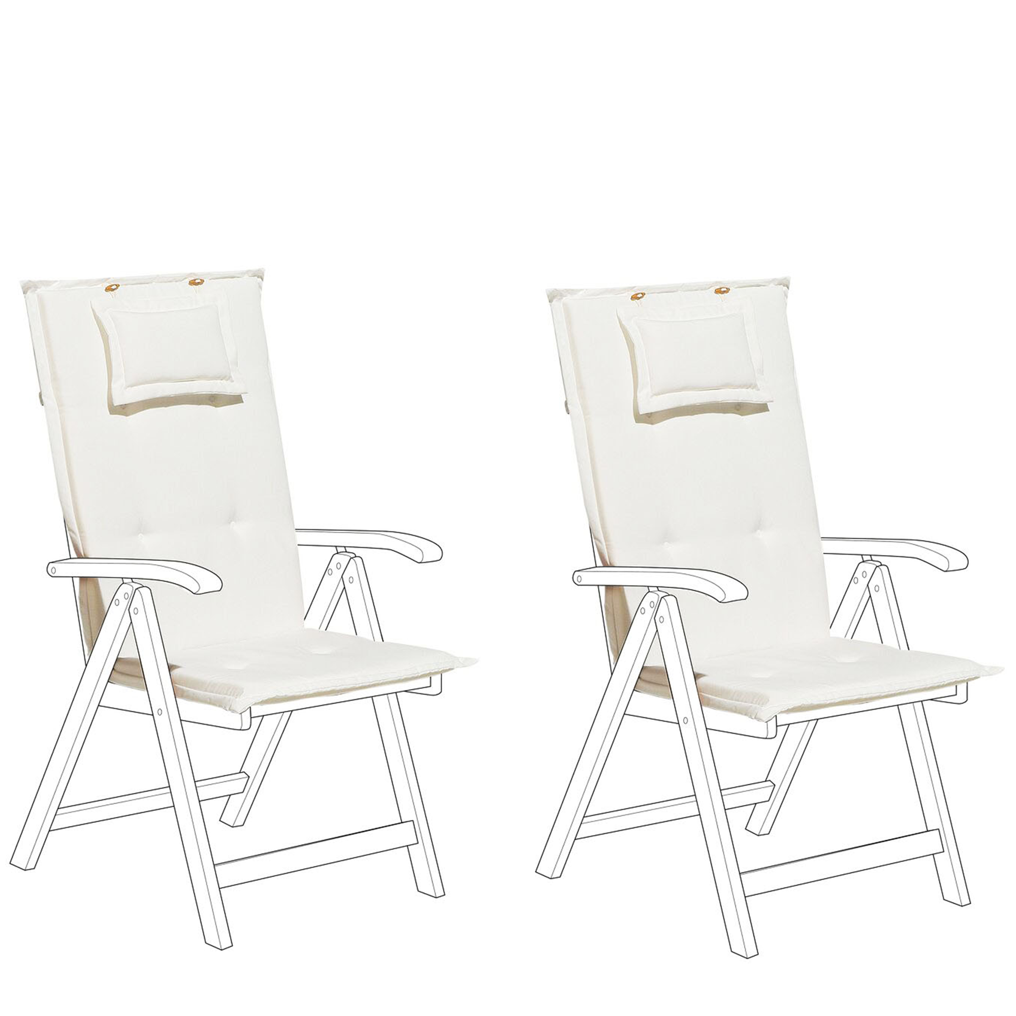 Beliani Conjunto de duas almofadas branco nata com encosto para cadeira de jardim em tecido 30% algodão e 70% poliéster anti UV e repelente de água