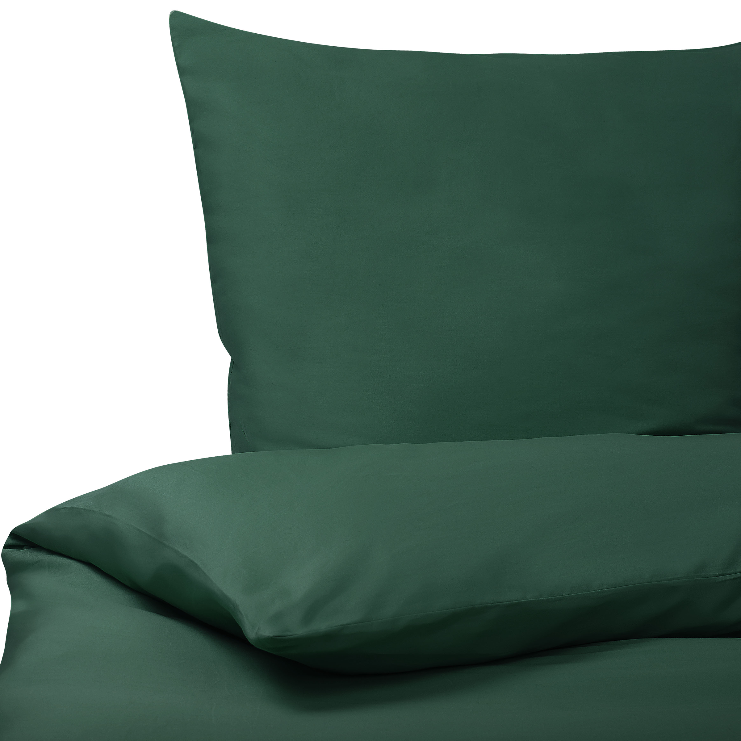 Beliani Conjunto de capas edredão em algodão verde escuro 155 x 220 cm fronha e capa em padrão sólido design moderno