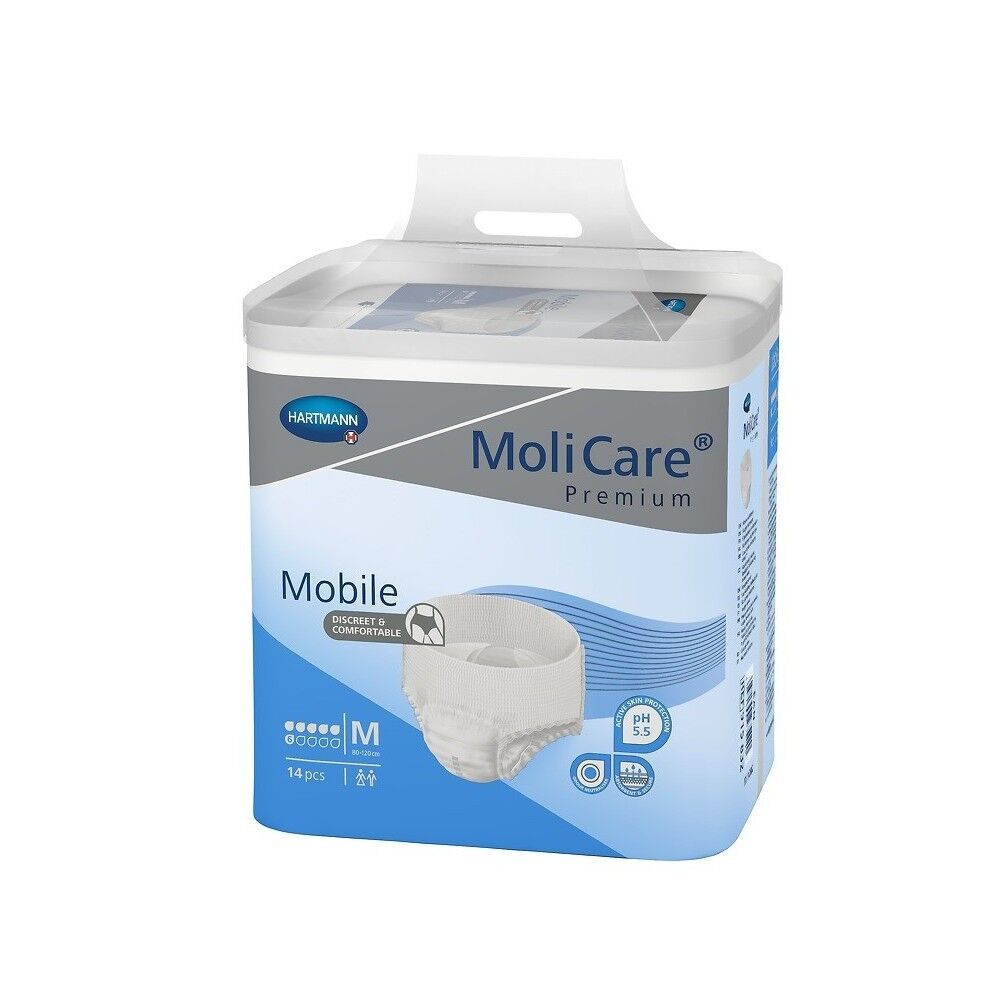 HARTMANN Cueca Fralda Molicare Mobile 6 Gotas M 1 Embalagem  com 14 unid.