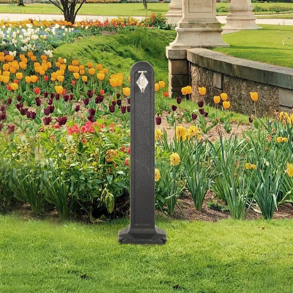 vidaXL Coluna de água para jardim com torneira aspeto pedra antracite