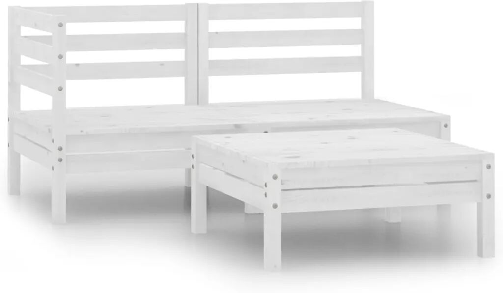 vidaXL 3 pcs conjunto lounge de jardim pinho maciço branco