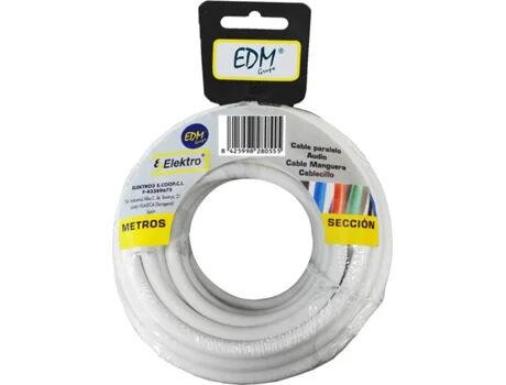 Edm Rolo De Cabo 2 x 1 mm Branco - 20 mts (Áudio)