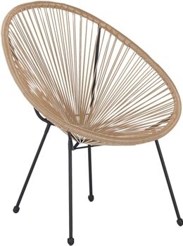 Beliani Cadeira de Jardim Acapulco II (Natural - Rattan - 90x70x87 cm)