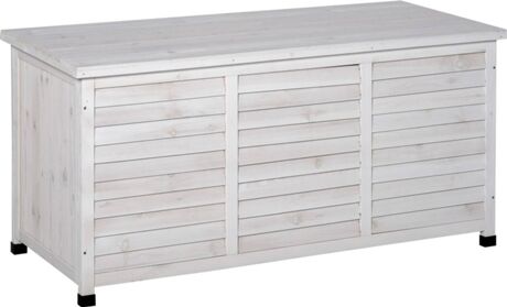 Outsunny Caixa de arrumação para jardim Madeira Branco (127x56x60 cm)