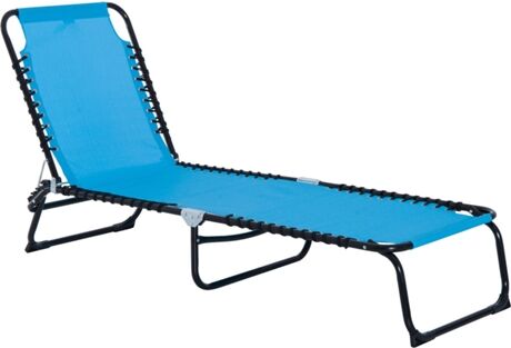 Outsunny Espreguiçadeira Reclinável e dobrável 3 posições Azul claro (197 x 58 x 76 cm)