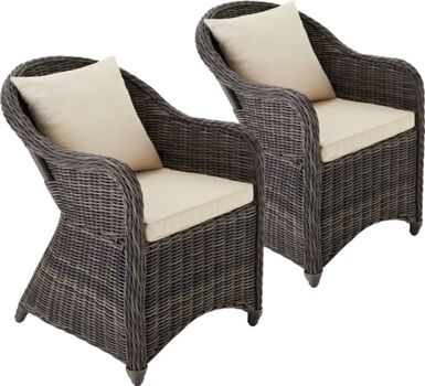 Tectake Conjunto de 2 Cadeiras de Jardim Lujosa (Cinzento - Poli-Rattan - 71x60x84 cm)