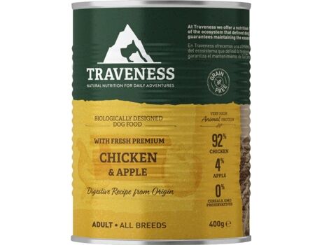 Traveness Ração para Cães (400 g - Húmida - Sabor: Frango com Maçãs)