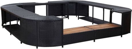 Vidaxl Contorno de Spa Quadrado (Preto - Vime - 268x268x55 cm)