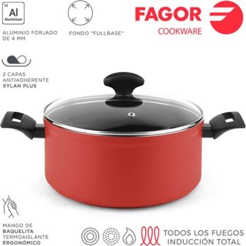 Fagor Panela Máxima - Tampa Ø24Cm Vermelha Alumínio 3004