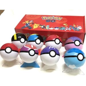 Best Trade 8 stk Poké Ball+ 8 stk Pokemon figurer+8 stk Base Bedste fødselsdagsgave