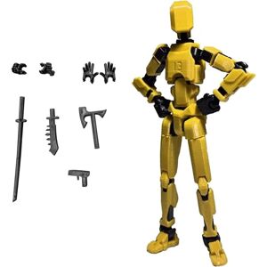 DAO T13 Action Figure, Titan 13 Action Figure med 4 typer våben og 3 typer hænder, T13 3D Printet Multi-Jointed Action Figur Db Yellow-Black