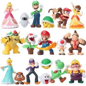 18 stk Super Mario Bros Action Figurer Legetøj Sæt Spil Samlemodel Dukker Mario, Luigi, Yoshi, Prinsesse, Skildpadde, Tudse, Bowser Figur Legetøj