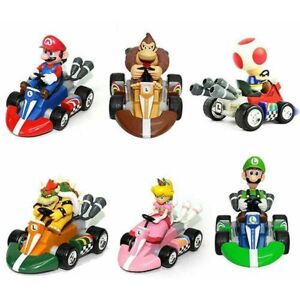 6 stk/sæt Super Mario Kart Pull Back Car Mini Action Figur Legetøj Kage Topper Gave